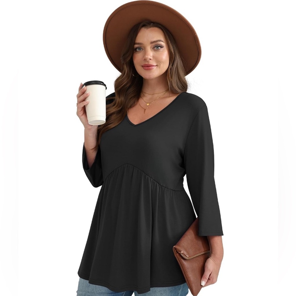 Elegant Black V-Neck Women's Tunic